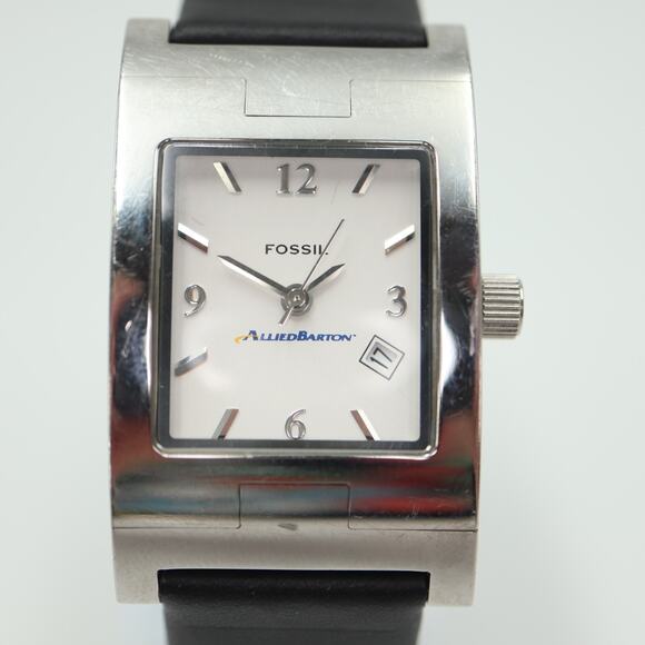 Fossil Arkitekt Womens Tank Watch 24mm Date Logo Dial PR-5169 Black Leather - Picture 4 of 16